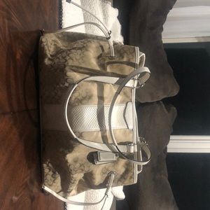 Coach Signature stripe drawstring carryall